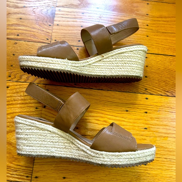 eileen fisher | winnie espadrille wedge sandal - chestnut leather - Picture 4 of 8